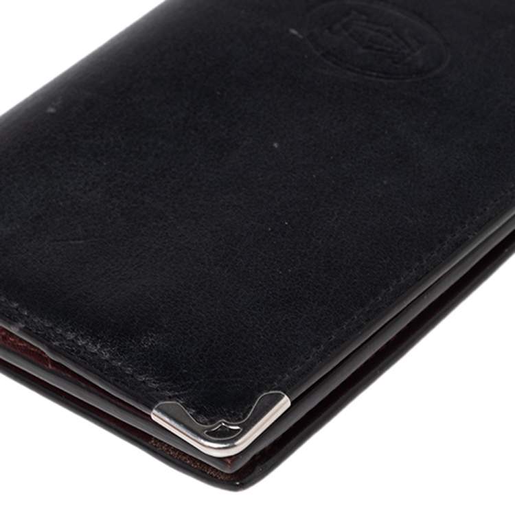 Pre Owned Cartier Black Leather Must De Cartier Zipped International Wallet