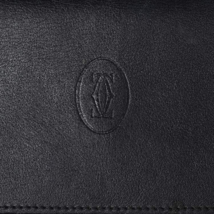 Pre Owned Cartier Black Leather Must De Cartier Zipped International Wallet