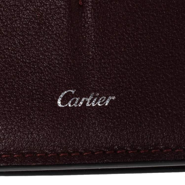 Pre Owned Cartier Black Leather Must De Cartier Zipped International Wallet
