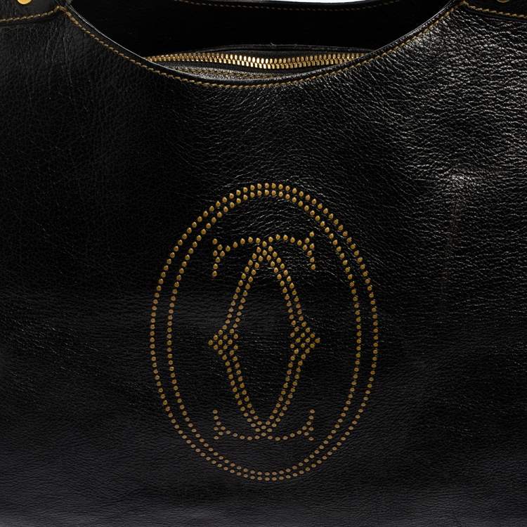 Pre Owned Cartier Black Leather Large Marcello de Cartier Bag