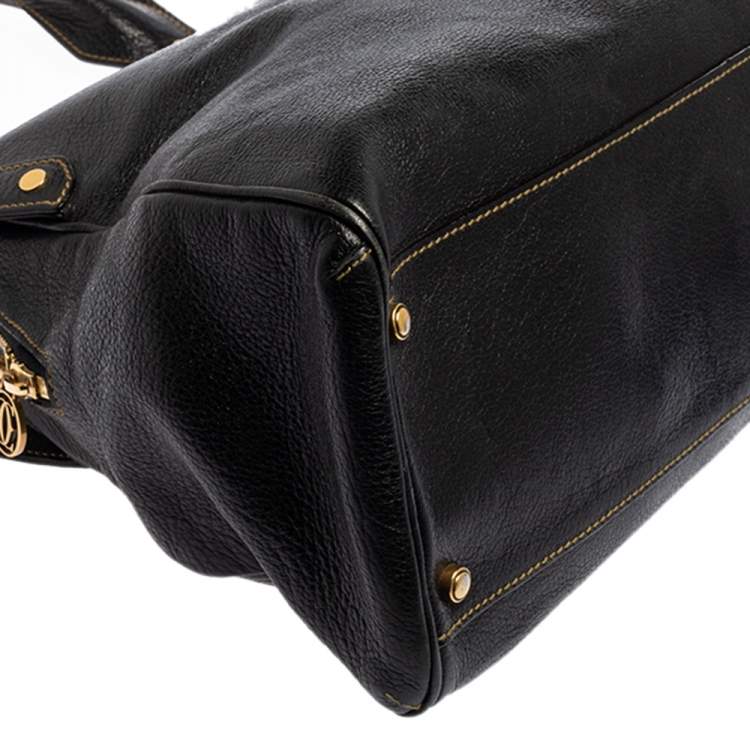 Pre Owned Cartier Black Leather Large Marcello de Cartier Bag