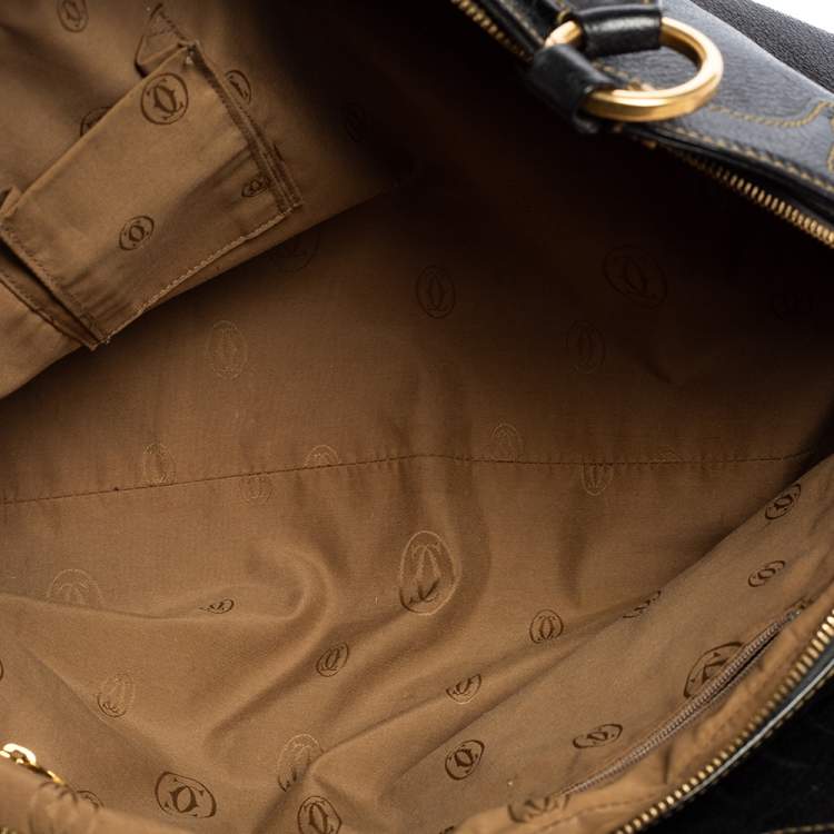 Pre Owned Cartier Black Leather Large Marcello de Cartier Bag