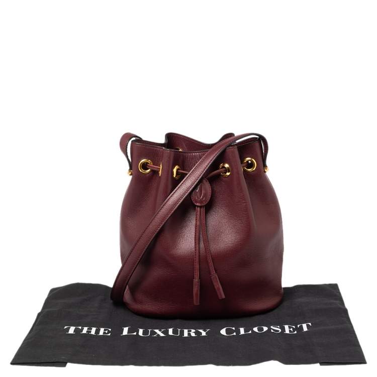 Pre Owned Cartier Burgundy Leather Bucket Bag