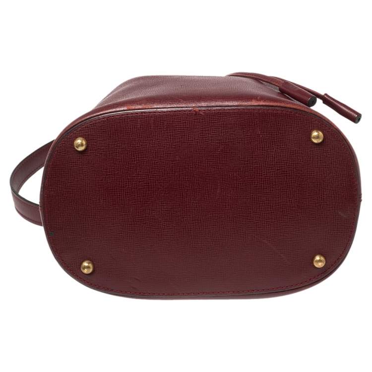 Pre Owned Cartier Burgundy Leather Bucket Bag
