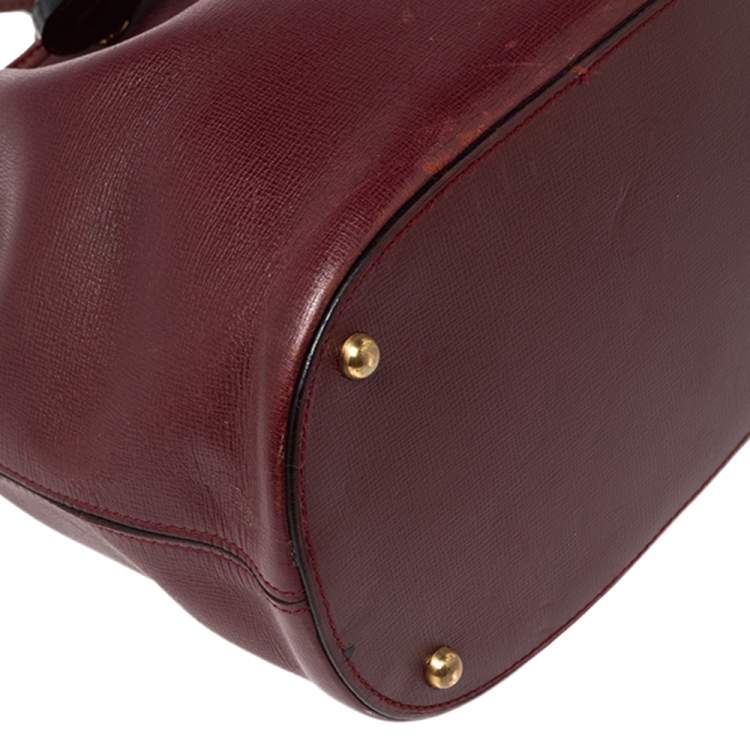 Pre Owned Cartier Burgundy Leather Bucket Bag