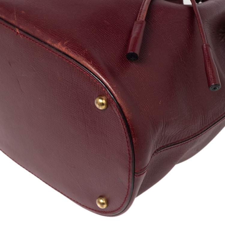 Pre Owned Cartier Burgundy Leather Bucket Bag