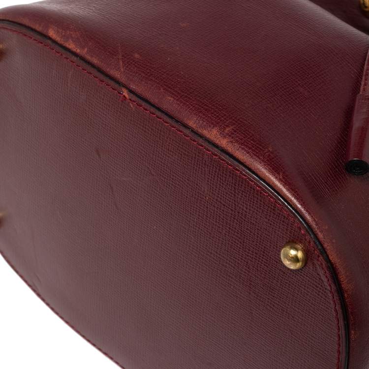 Pre Owned Cartier Burgundy Leather Bucket Bag