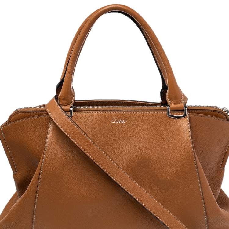 مملوكة مسبقًا Cartier Brown Leather C De Cartier Medium Satchel