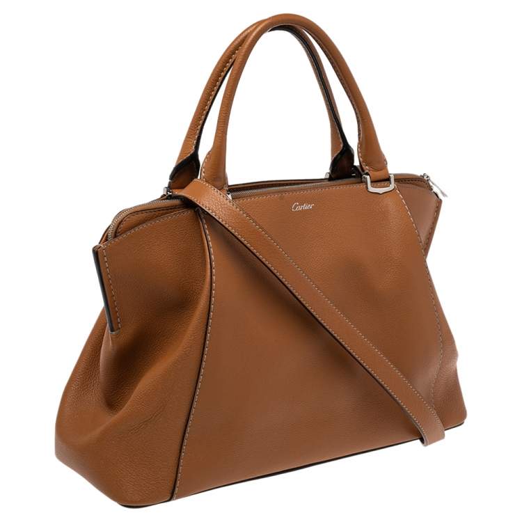 مملوكة مسبقًا Cartier Brown Leather C De Cartier Medium Satchel