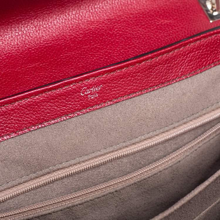 Pre Owned Cartier Red Patent Leather/Suede and Python Classic Feminine Line Chain Bag