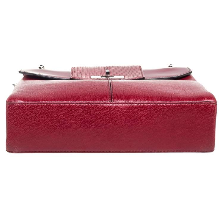 Pre Owned Cartier Red Patent Leather/Suede and Python Classic Feminine Line Chain Bag