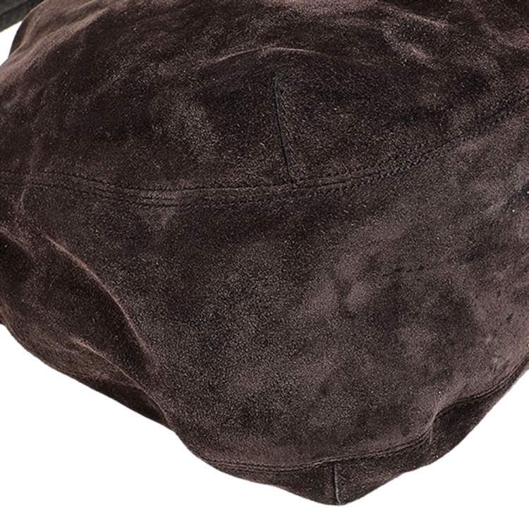 Pre Owned Cartier Brown Suede and Python Marcello de Cartier Hobo