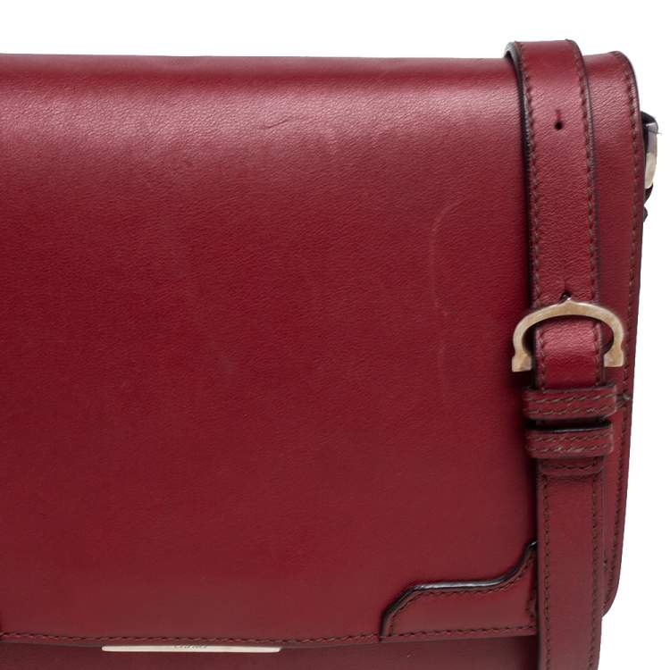Pre Owned Cartier Red Leather Flap Shoulder Bag