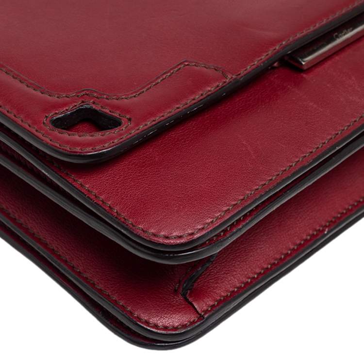 Pre Owned Cartier Red Leather Flap Shoulder Bag