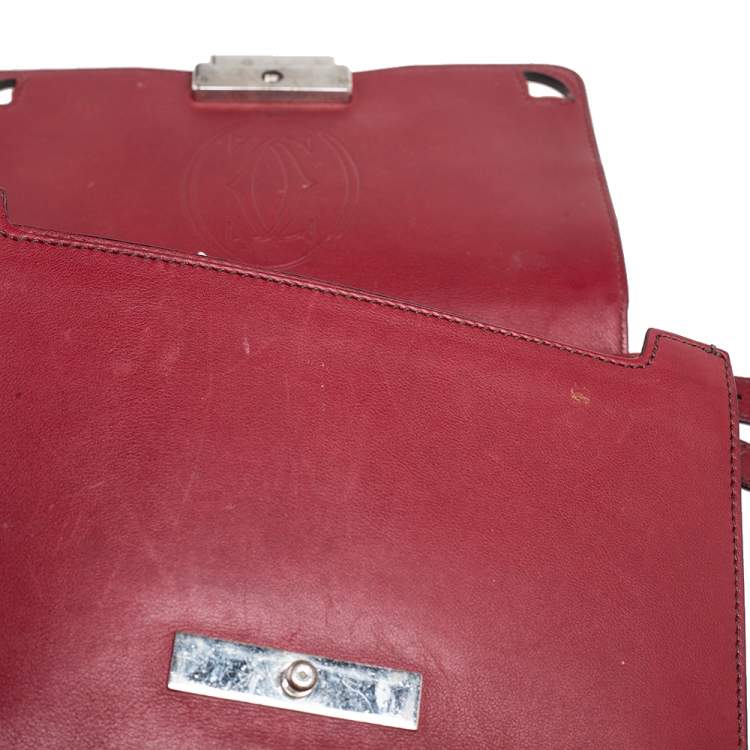 Pre Owned Cartier Red Leather Flap Shoulder Bag