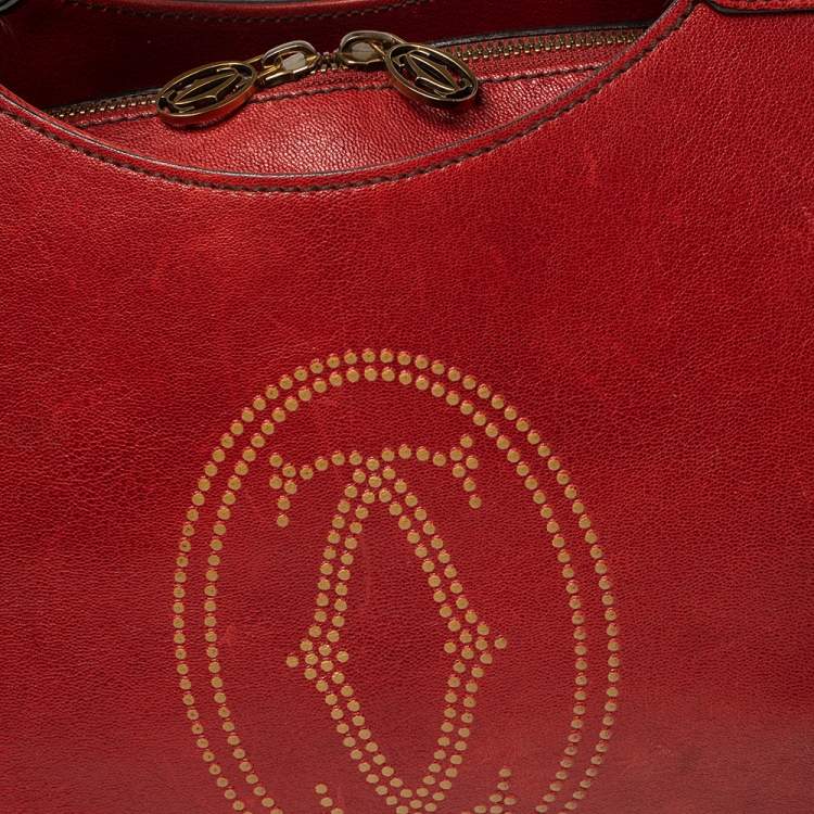 Pre Owned Cartier Red Leather Medium Marcello de Cartier Bag