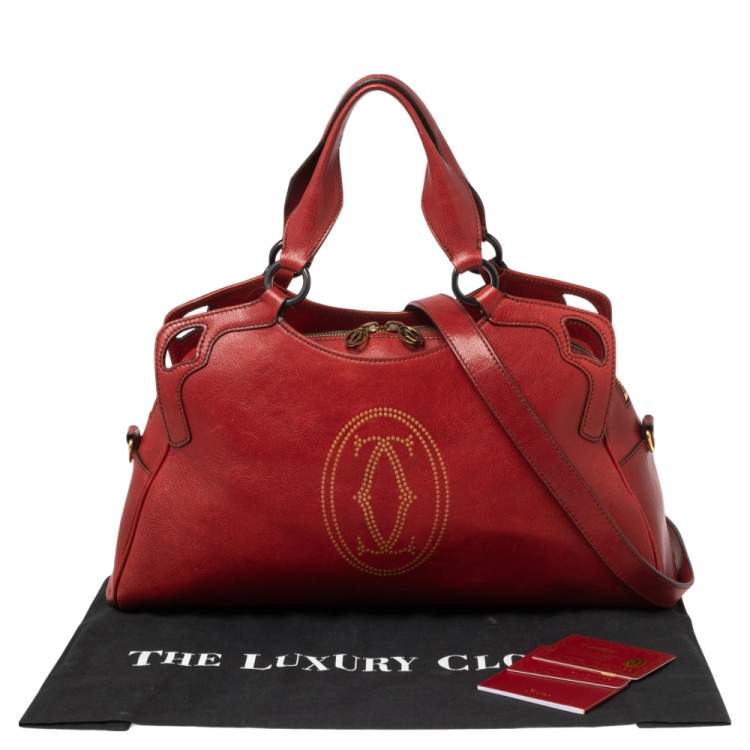 Pre Owned Cartier Red Leather Medium Marcello de Cartier Bag