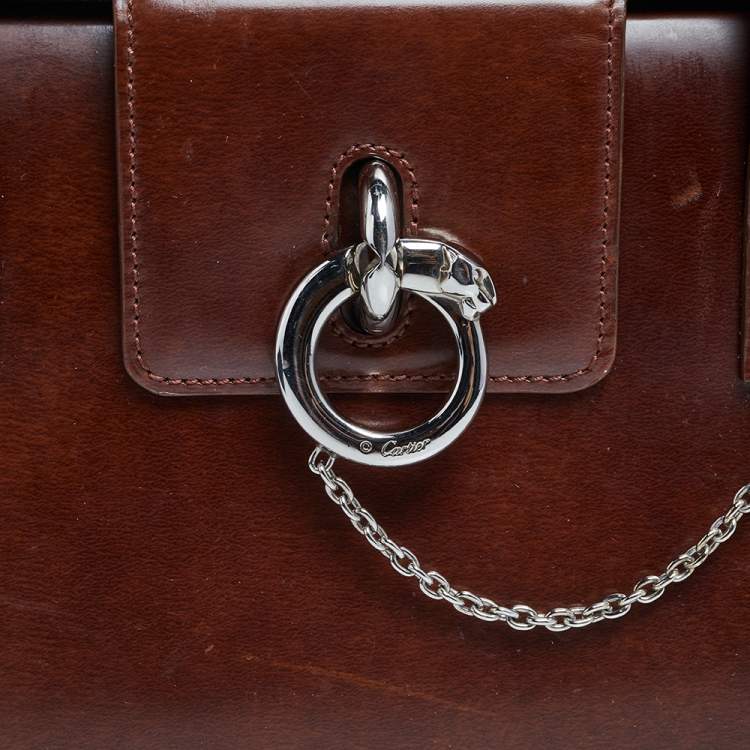 مملوكة مسبقًا Cartier Brown Leather Panthere Box Bag
