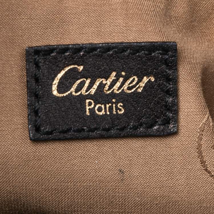 مملوكة مسبقًا Cartier Black/Brown Animal Print Calf Hair Leather Marcello de Cartier Satchel