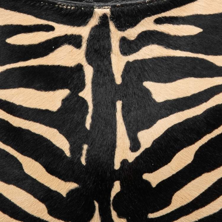 مملوكة مسبقًا Cartier Black/Brown Animal Print Calf Hair Leather Marcello de Cartier Satchel