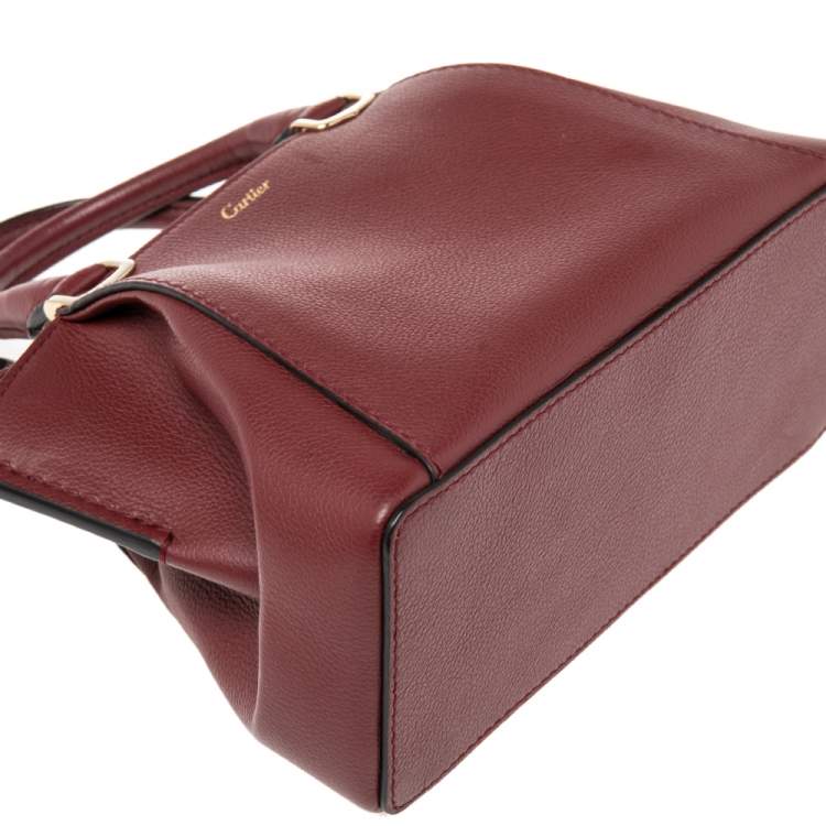 Pre Owned Cartier Dark Red Leather Mini C de Cartier Satchel
