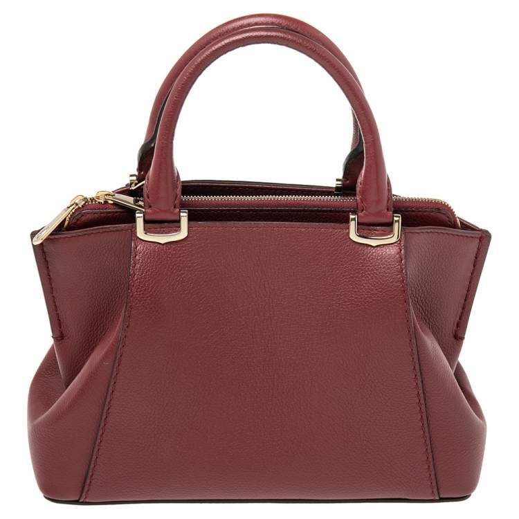 Pre Owned Cartier Dark Red Leather Mini C de Cartier Satchel