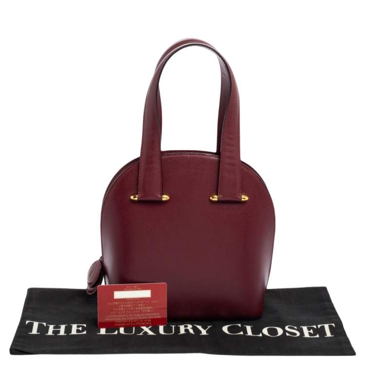 Pre Owned Cartier Burgundy Leather Rounder Tote Bag