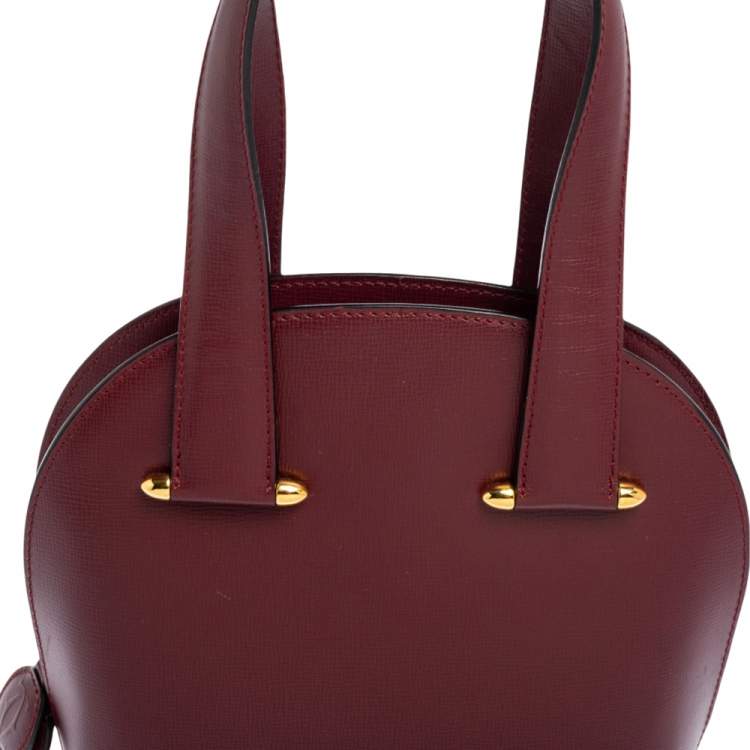 Pre Owned Cartier Burgundy Leather Rounder Tote Bag
