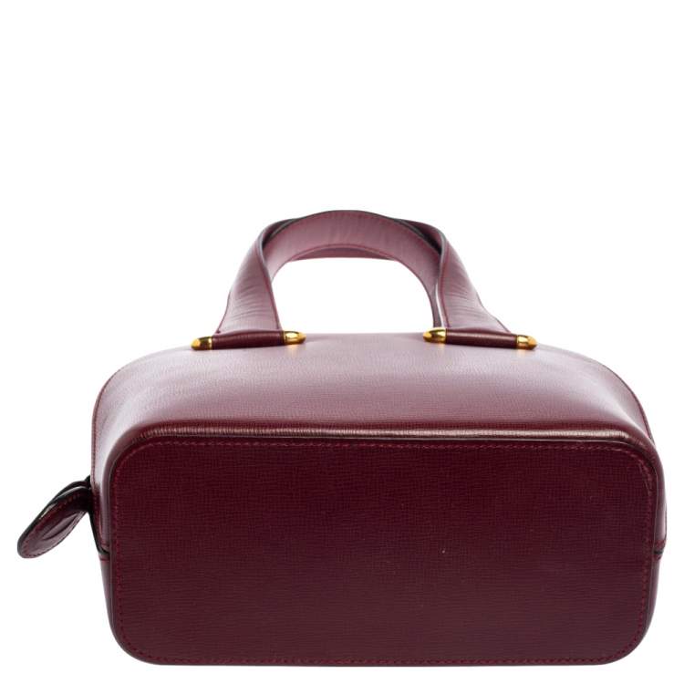 Pre Owned Cartier Burgundy Leather Rounder Tote Bag