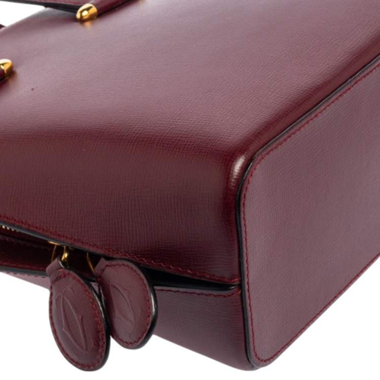 Pre Owned Cartier Burgundy Leather Rounder Tote Bag