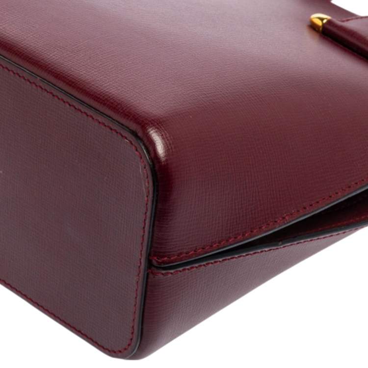 Pre Owned Cartier Burgundy Leather Rounder Tote Bag