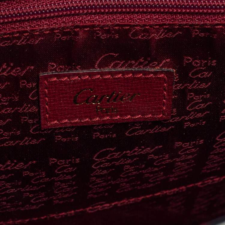 Pre Owned Cartier Burgundy Leather Rounder Tote Bag