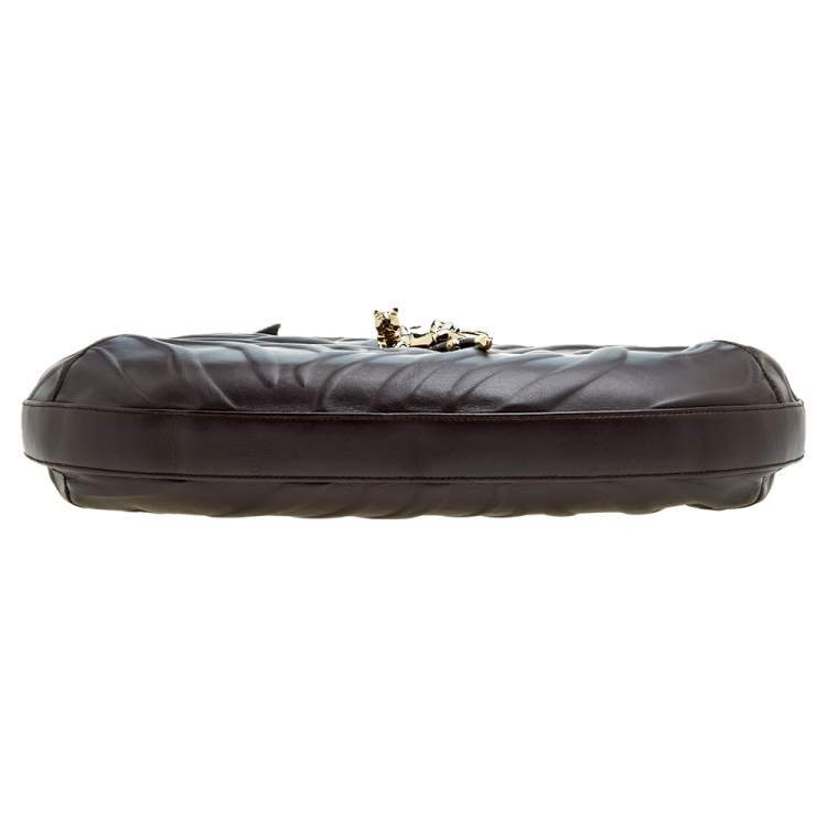 Pre Owned Cartier Dark Brown Leather Medium Panthere de Cartier Bag