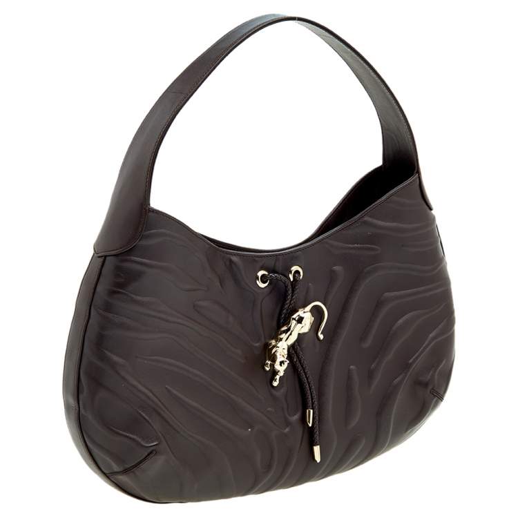 Pre Owned Cartier Dark Brown Leather Medium Panthere de Cartier Bag