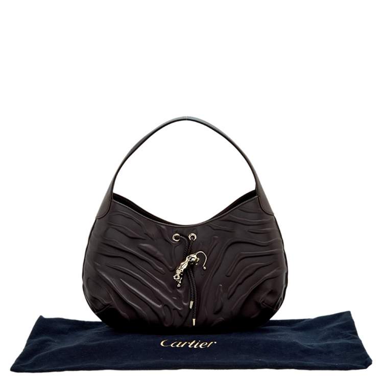 Pre Owned Cartier Dark Brown Leather Medium Panthere de Cartier Bag