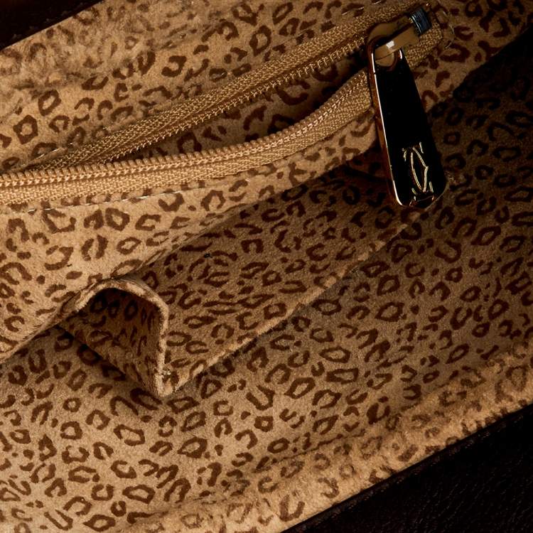 Pre Owned Cartier Dark Brown Leather Medium Panthere de Cartier Bag