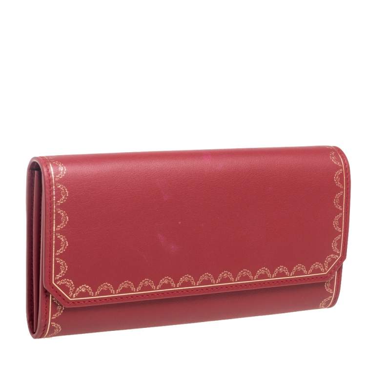 مملوكة مسبقًا Cartier Red Leather Guirlande de Cartier Continental Wallet