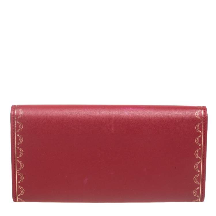 مملوكة مسبقًا Cartier Red Leather Guirlande de Cartier Continental Wallet