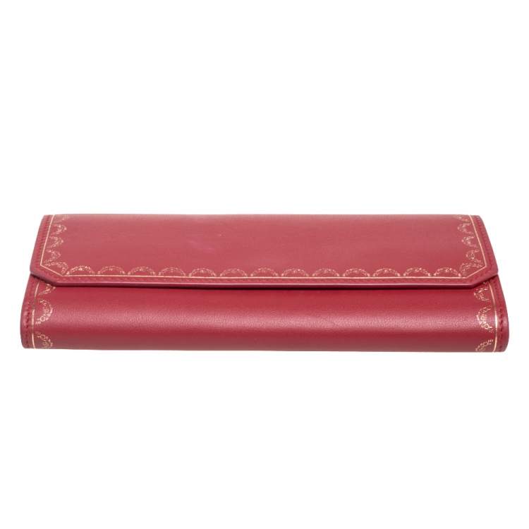 مملوكة مسبقًا Cartier Red Leather Guirlande de Cartier Continental Wallet