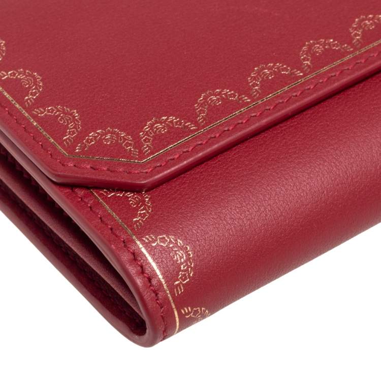 مملوكة مسبقًا Cartier Red Leather Guirlande de Cartier Continental Wallet