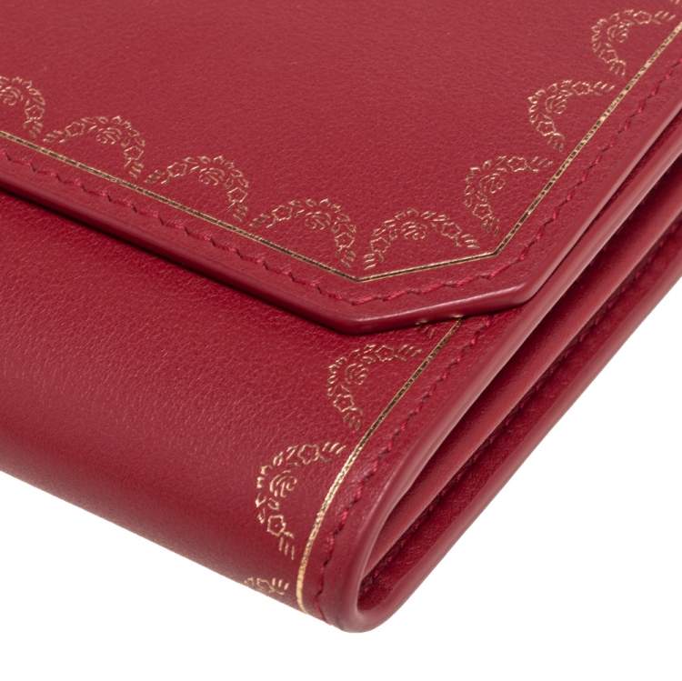 مملوكة مسبقًا Cartier Red Leather Guirlande de Cartier Continental Wallet