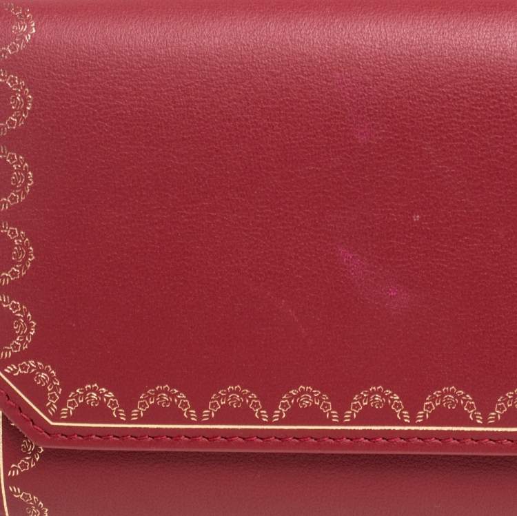 مملوكة مسبقًا Cartier Red Leather Guirlande de Cartier Continental Wallet