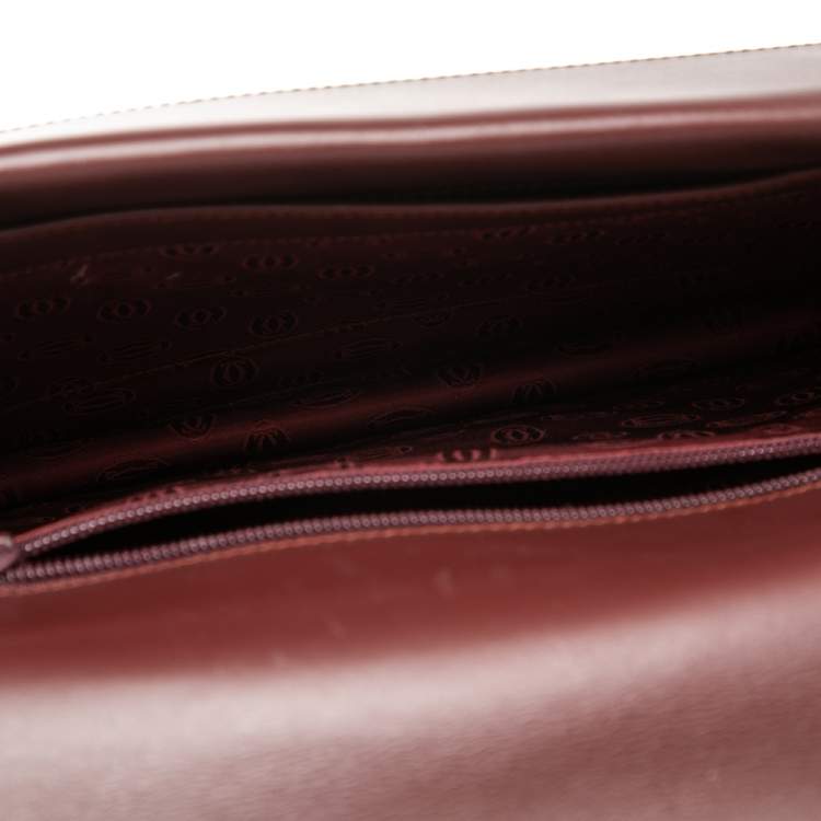 Pre Owned Cartier Dark Red Leather Must de Cartier Shoulder Bag