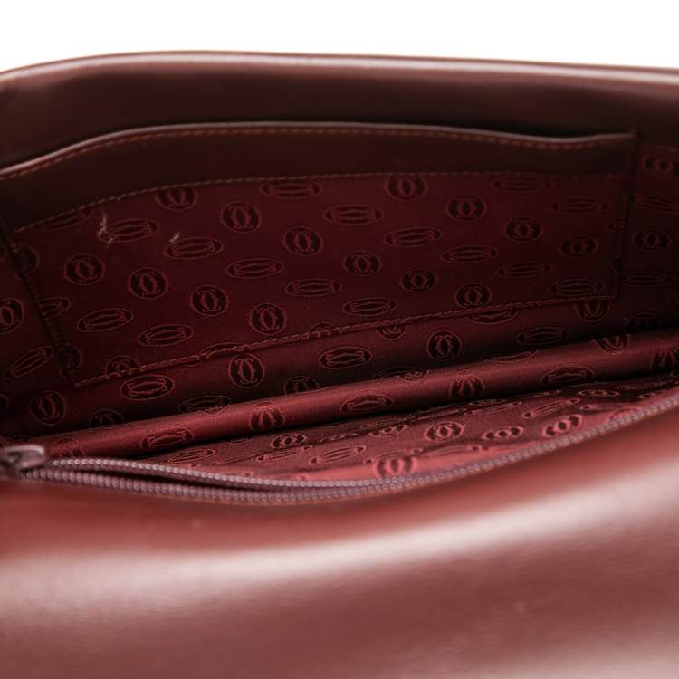 Pre Owned Cartier Dark Red Leather Must de Cartier Shoulder Bag