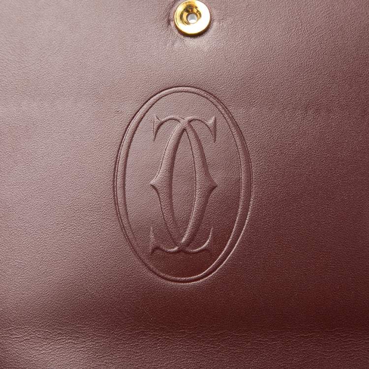 Pre Owned Cartier Dark Red Leather Must de Cartier Shoulder Bag