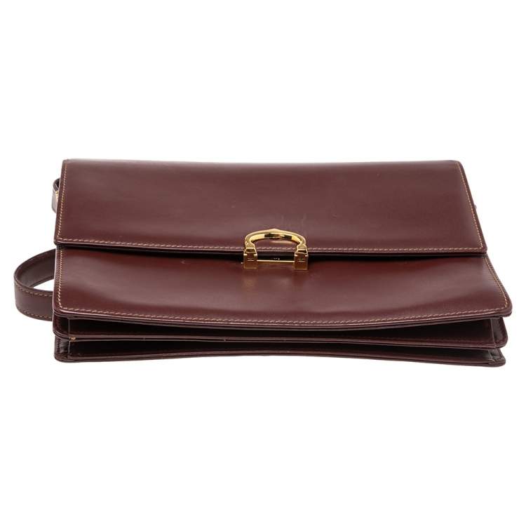 Pre Owned Cartier Dark Red Leather Must de Cartier Shoulder Bag