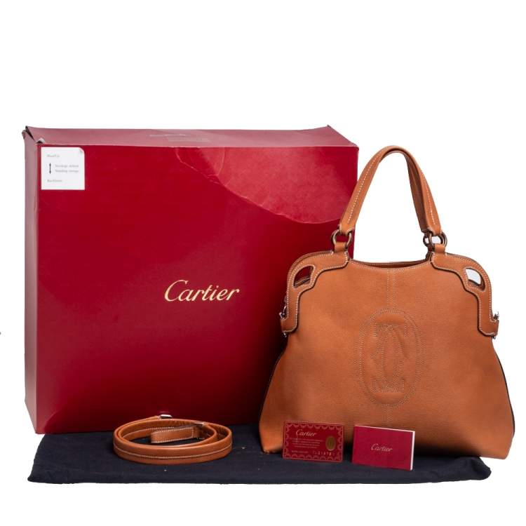 Pre Owned Cartier Brown Leather Marcello de Cartier Satchel