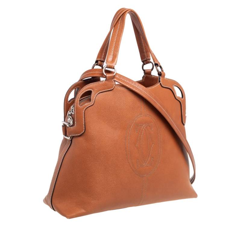 Pre Owned Cartier Brown Leather Marcello de Cartier Satchel