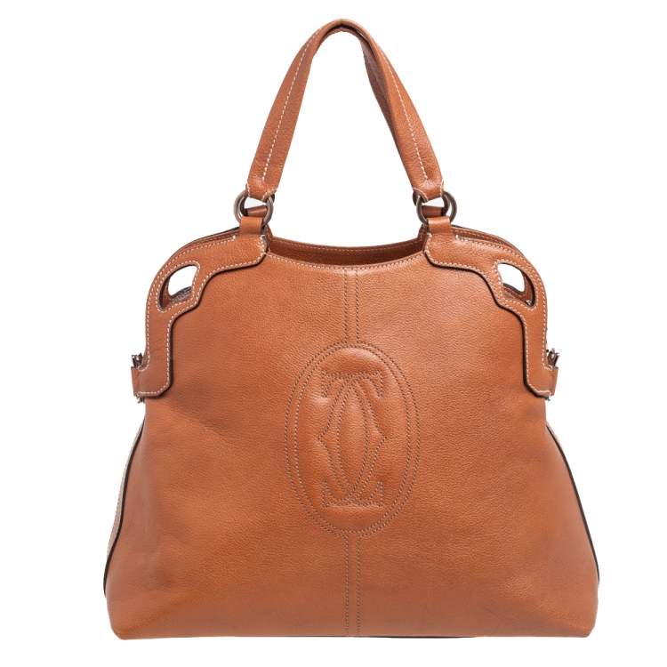 Pre Owned Cartier Brown Leather Marcello de Cartier Satchel