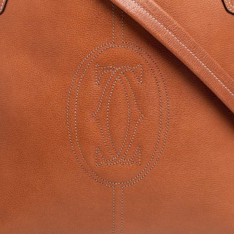Pre Owned Cartier Brown Leather Marcello de Cartier Satchel